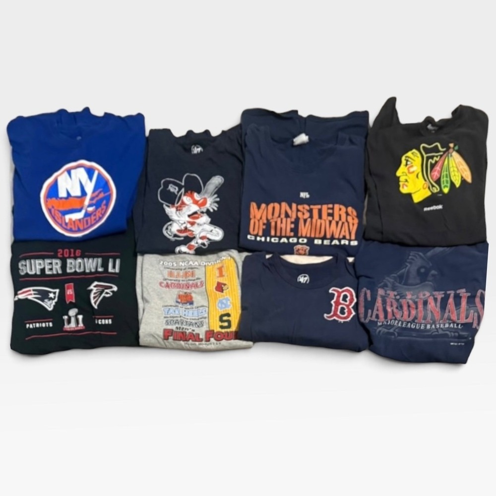 Graphic T-Shirt Lot Mens 2XL NFL MLB NHL NCAA Sports Teams Lot of 8 Multi-Color